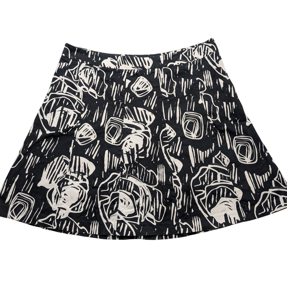 Lane Bryant Womens 22 Skirt Black White Abstract Geometric A-Line Cotton Blend